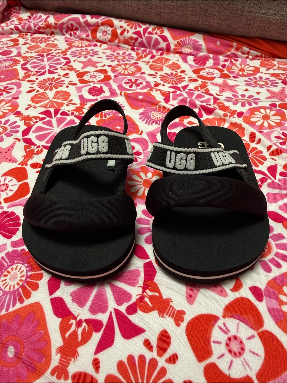 UGG Infant Black Logo Sandals